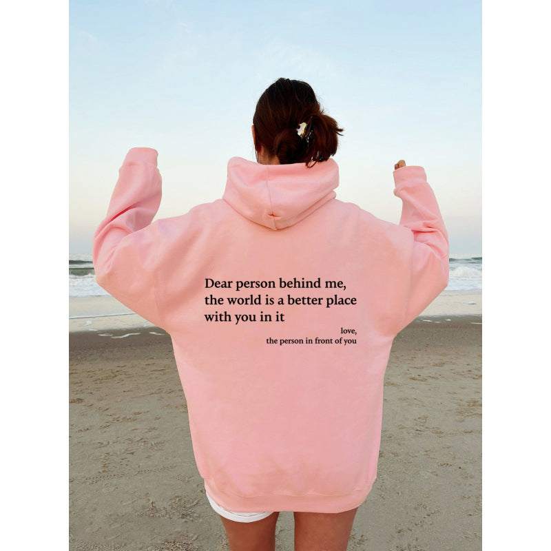 Zalecta™ "Dear Person Behind Me" Hoodie - Trendy Oversized Trui met Tekst
