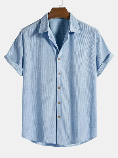 Korte Mouwen Corduroy Overhemd met Knopen & Shorts