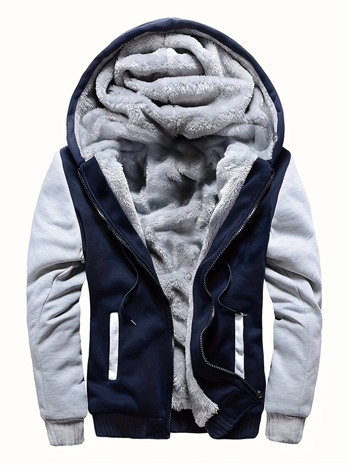 Achterkant van de comfortabele camouflage hoodie voor heren, tonend de ruime capuchon.