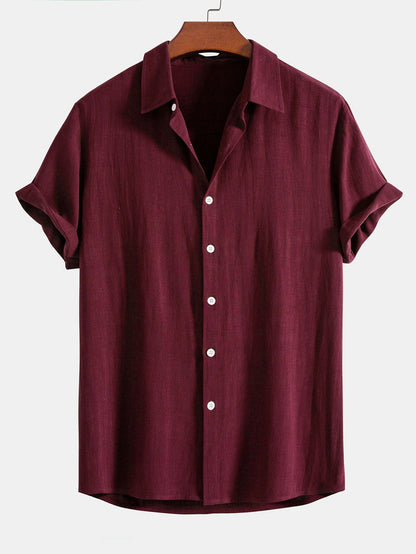 Linnen Rayon Mix Knopen Shirt & Rechte Pijpen Linnen Broek