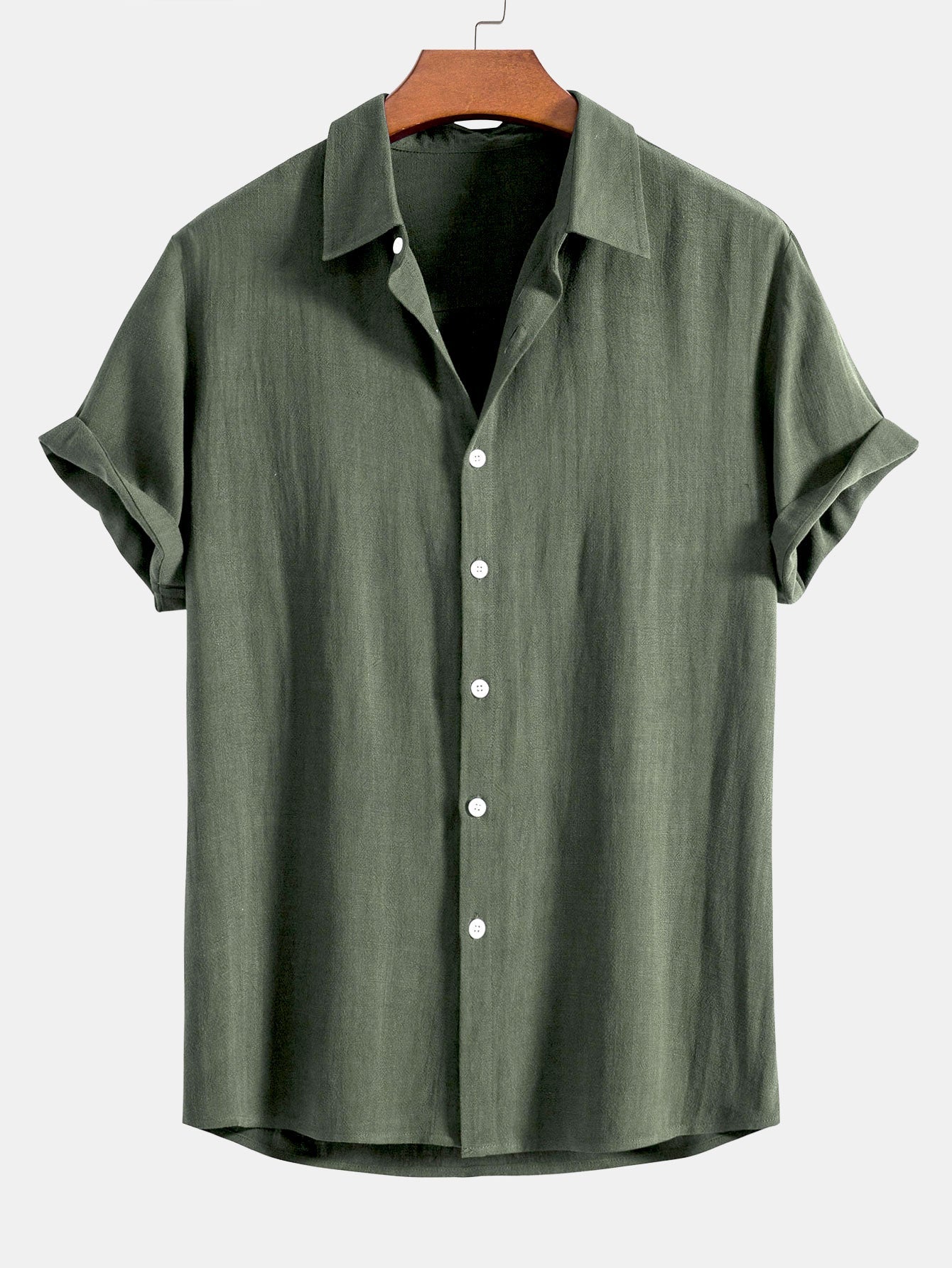Linnen Rayon Mix Knop-Up Shirt