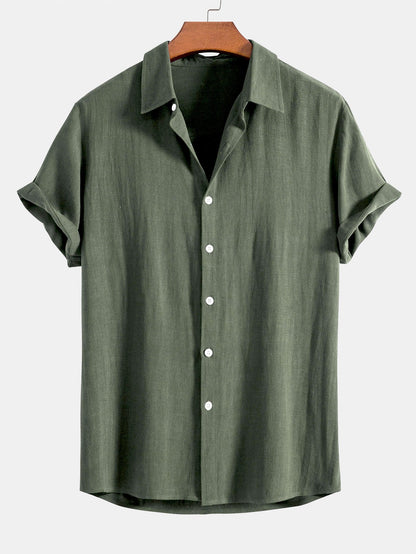 Linnen Rayon Mix Knop-Up Shirt