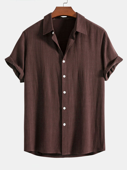 Linnen Rayon Mix Knopen Shirt & Rechte Pijpen Linnen Broek