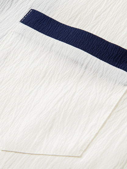 Textured Contrast Cuban Shirt & Straight Leg Pants