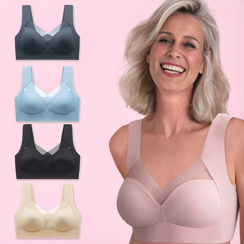 Roze ademende draadloze push-up bh zonder beugel met comfortabele pasvorm