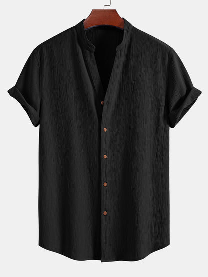 Gerimpelde textuur<tc>rood</tc> V-hals shirt &amp; kreuk textuur<tc>rood</tc> Rechte broek