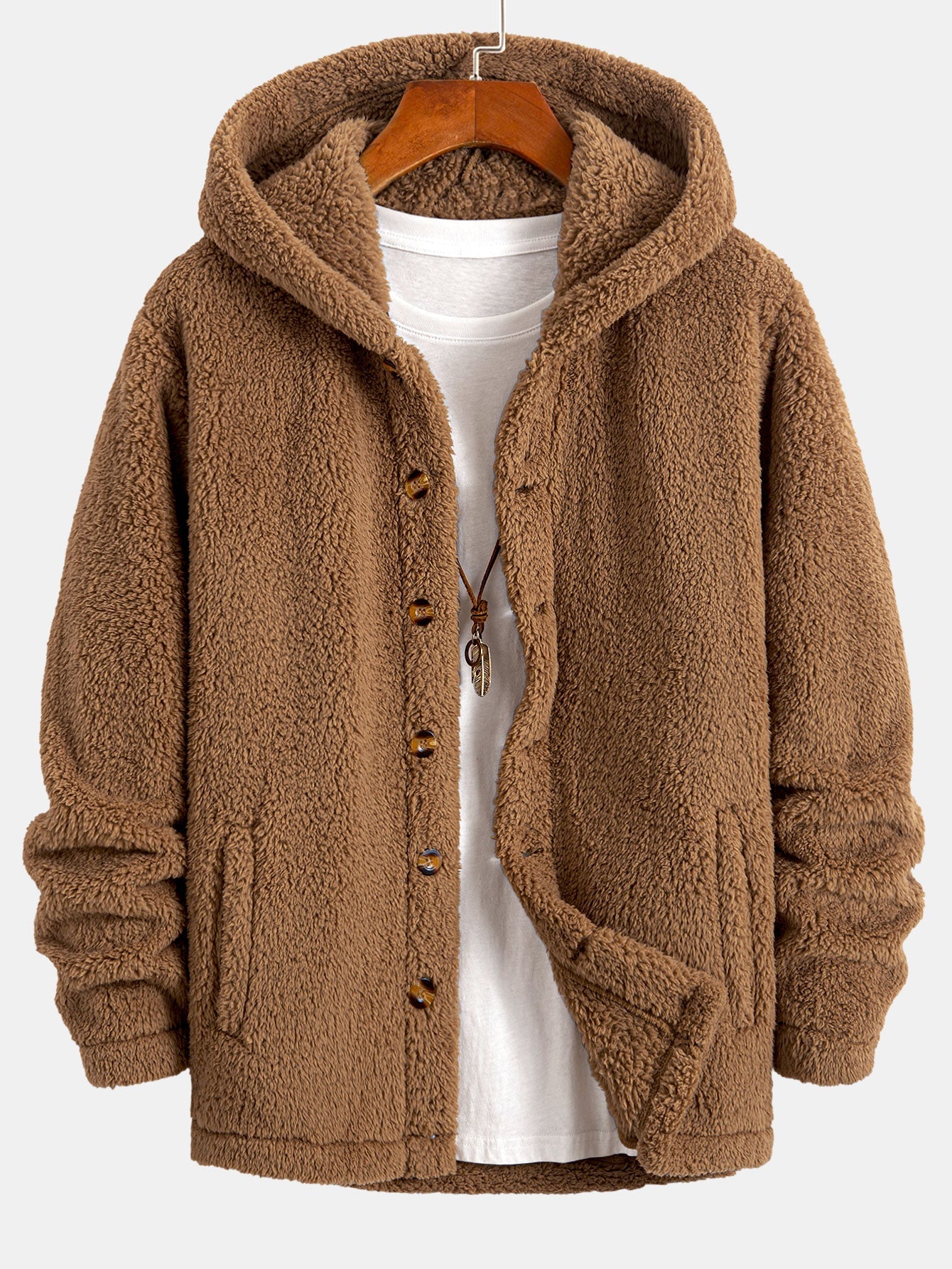 Teddy Fleece Knop-Up Hoodie Jas