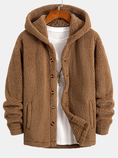 Teddy Fleece Knop-Up Hoodie Jas