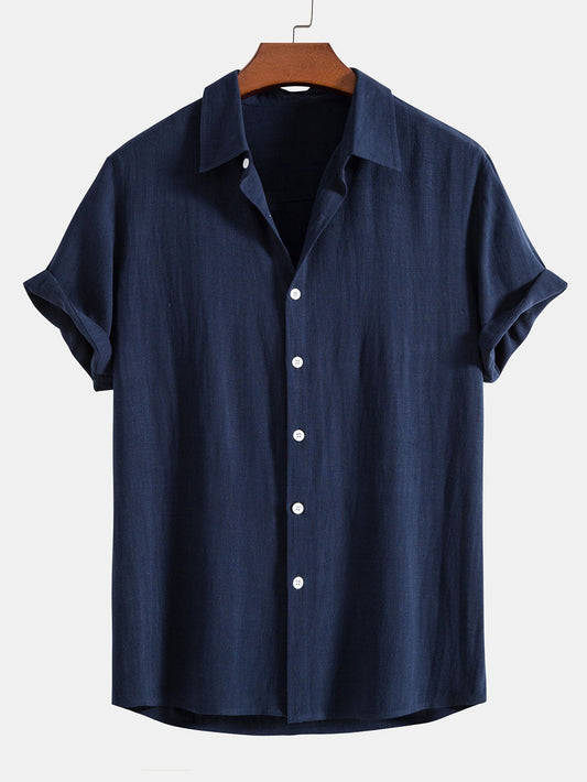 Linnen Rayon Mix Knop-Up Shirt