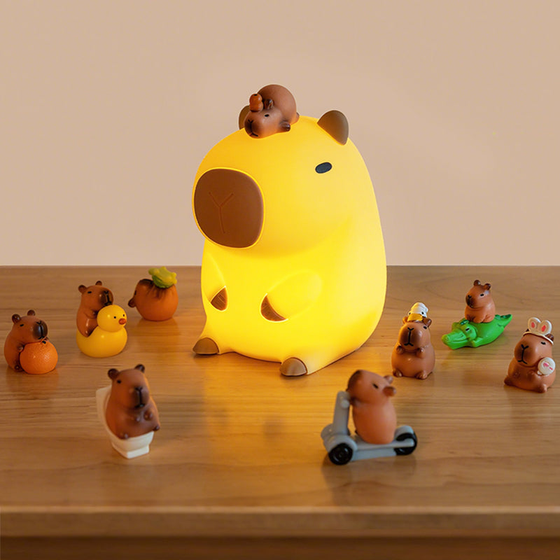 Zachte siliconen Capybara nachtlamp en knuffel – squishy oplaadbaar nachtlampje voor kinderkamer