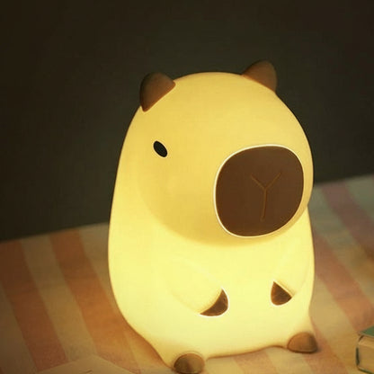 Zachte siliconen Capybara nachtlamp en knuffel – squishy oplaadbaar nachtlampje voor kinderkamer