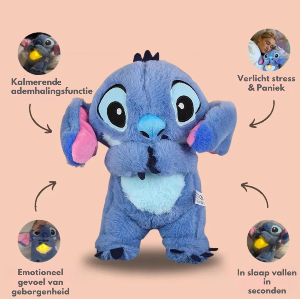 Grote Stitch Knuffel (Lilo & Stitch) - Zachte Pluche Knuffelbeer Blauw