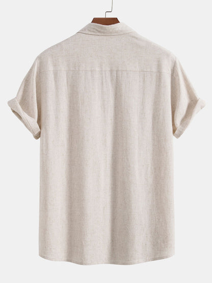 Linnen Rayon Mix Knop-Up Shirt