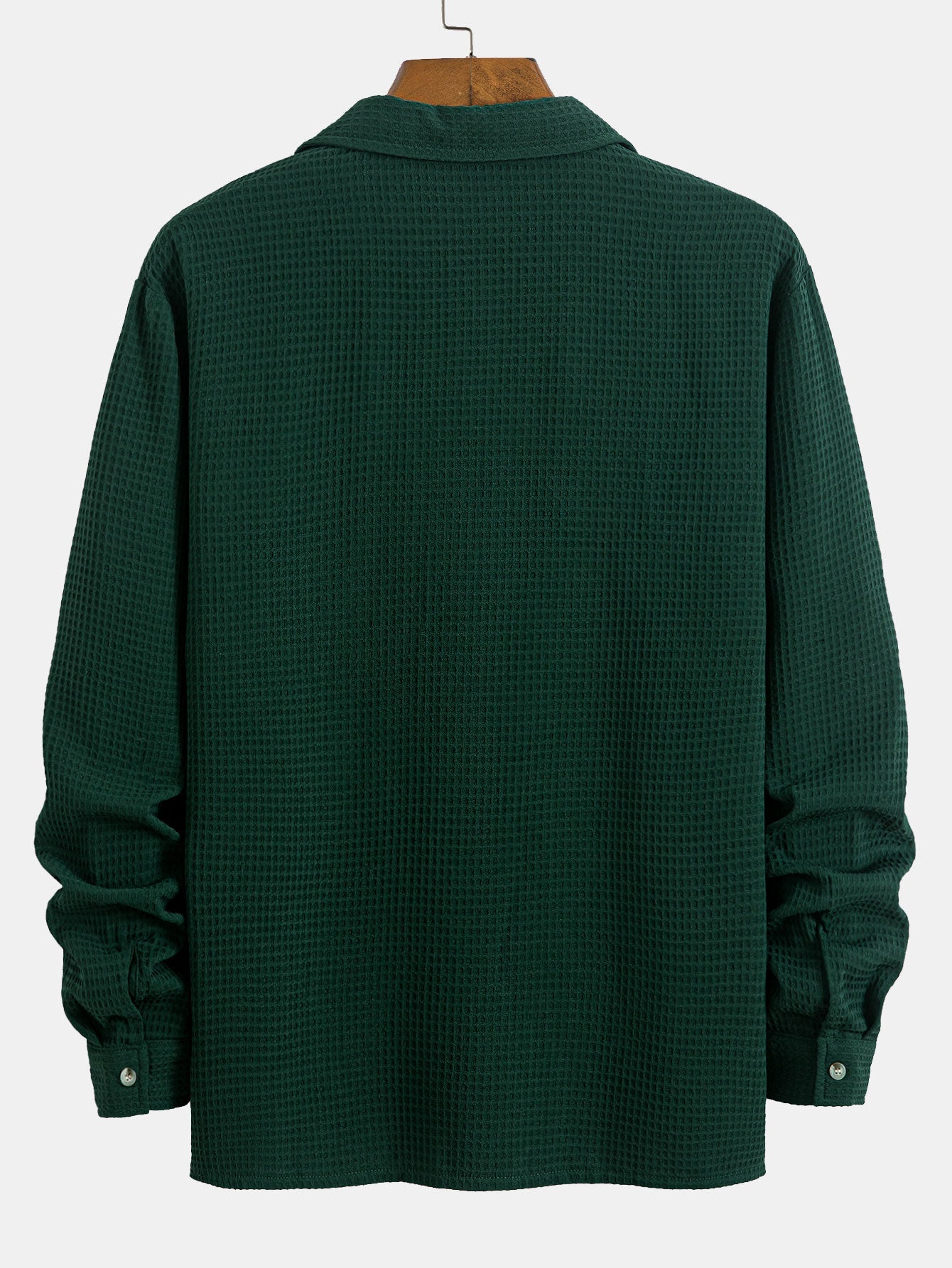 Langarm Wafel Cuban Collar Shirt