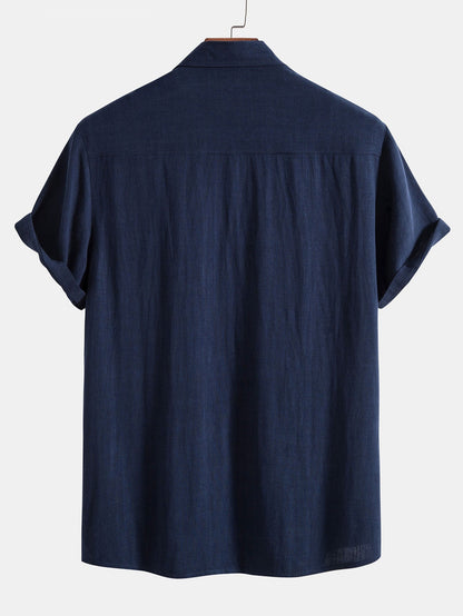 Linnen Rayon Mix Knop-Up Shirt