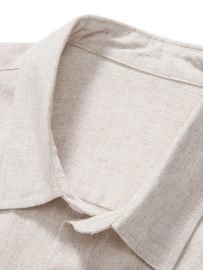 Linnen Rayon Mix Knop-Up Shirt