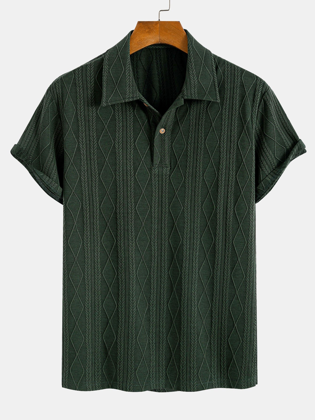 Gebreide Geometrische Ruit Jacquard Polo