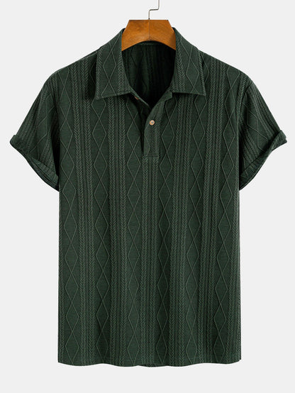 Gebreide Geometrische Ruit Jacquard Polo