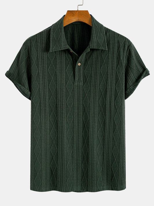 Gebreide Geometrische Ruit Jacquard Polo