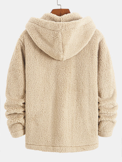 Teddy Fleece Knop-Up Hoodie Jas