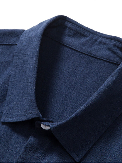 Linnen Rayon Mix Knop-Up Shirt