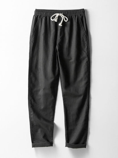 Linnen Rayon Mix Knopen Shirt & Rechte Pijpen Linnen Broek