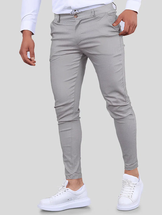 Felix Slim Fit Stretch Broek Heren - Lichtgrijs