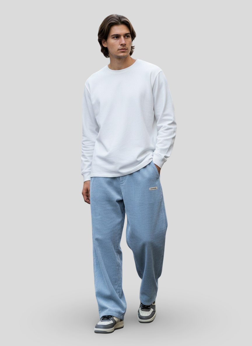 Lucas | Wijde Ribfluweel Broek