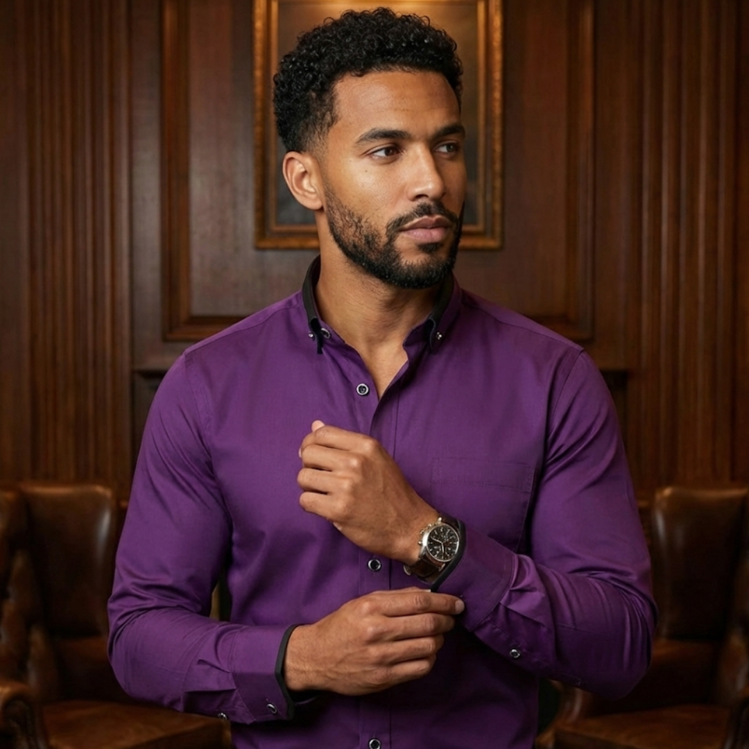 Klassiek Katoenen Overhemd Heren - Strijkvrij Shirt met Lange Mouwen