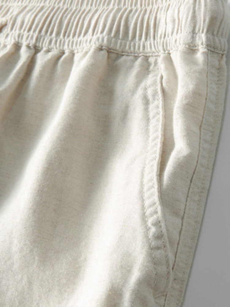 Geometrisch Jacquard Cubaanse Shirt & Rechte Linnen Broek