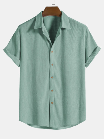 Korte Mouwen Corduroy Overhemd met Knopen & Shorts