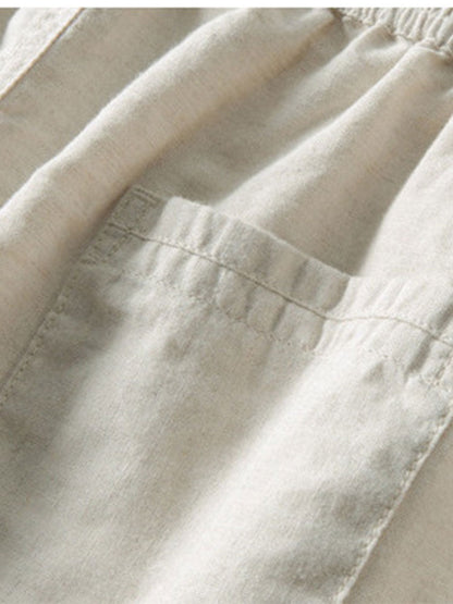 Geometrisch Jacquard Cubaanse Shirt & Rechte Linnen Broek