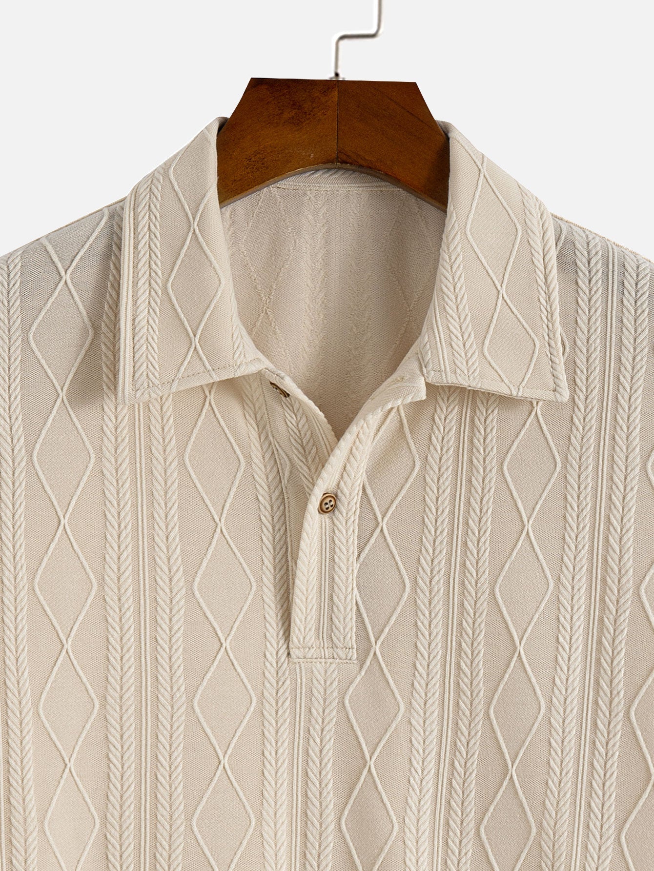 Gebreide Geometrische Ruit Jacquard Polo