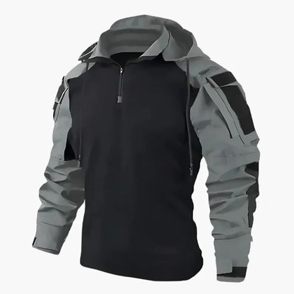 Zijaanzicht van de Arne Stijlvolle Casual Hoodie op een model, die de comfortabele pasvorm en bewegingsvrijheid tijdens een wandeling toont.