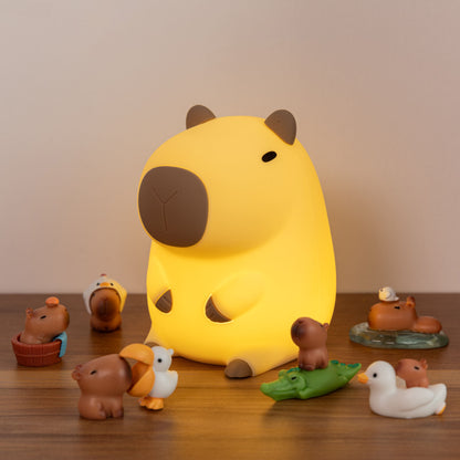 Zachte siliconen Capybara nachtlamp en knuffel – squishy oplaadbaar nachtlampje voor kinderkamer