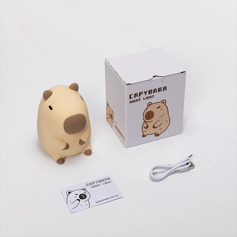 Zachte siliconen Capybara nachtlamp en knuffel – squishy oplaadbaar nachtlampje voor kinderkamer