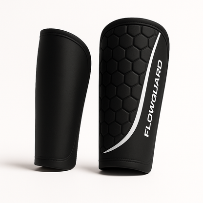 Zwarte gel ski scheenbeschermer – professionele bescherming tegen scheenpijn en kramp in skischoenen