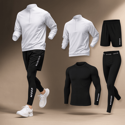 Vooraanzicht van de Birk performance jas voor heren in het zwart, met reflecterende details duidelijk zichtbaar.