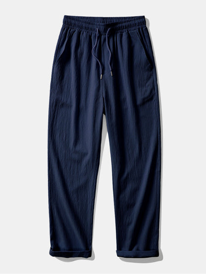 Textured Contrast Cuban Shirt & Straight Leg Pants