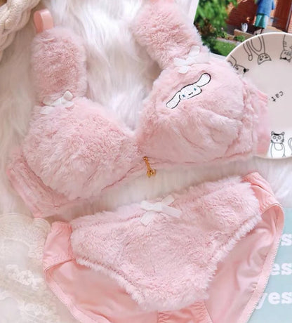 Schattige teddybeer lingerie set van zacht pluche – sexy en cozy kawaii ondergoed met beervormige cups
