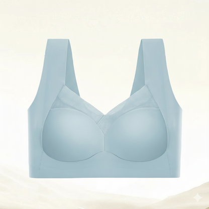 Lichtblauwe ademende draadloze push-up bh zonder beugel met comfortabele pasvorm