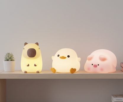 Zachte siliconen Capybara nachtlamp en knuffel – squishy oplaadbaar nachtlampje voor kinderkamer