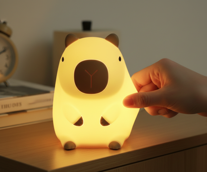 Zachte siliconen Capybara nachtlamp en knuffel – squishy oplaadbaar nachtlampje voor kinderkamer