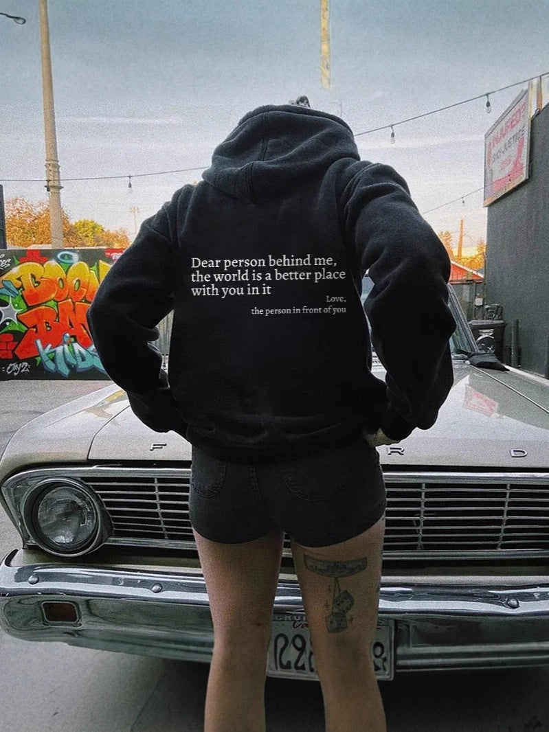 Zalecta™ "Dear Person Behind Me" Hoodie - Trendy Oversized Trui met Tekst