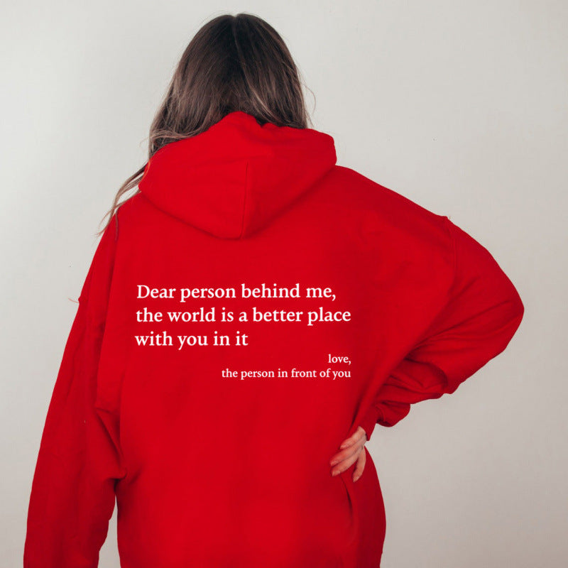 Zalecta™ "Dear Person Behind Me" Hoodie - Trendy Oversized Trui met Tekst