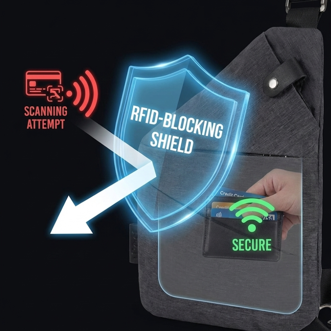 waterdichte anti-diefstal crossbody tas met verborgen ritsen, snijbestendig materiaal en RFID-bescherming