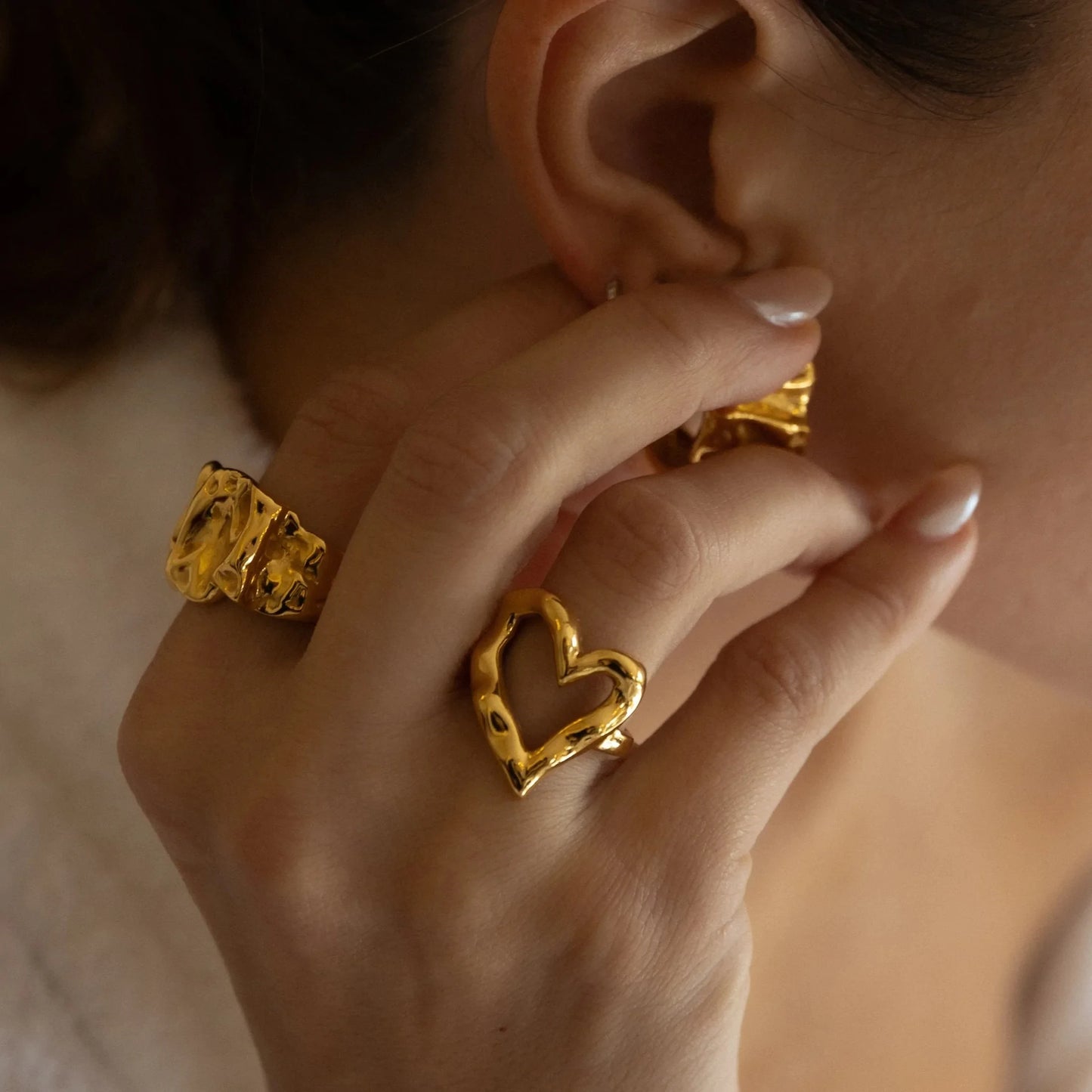 Gouden Hartjes Ring Dames - Ring met Hart Vorm