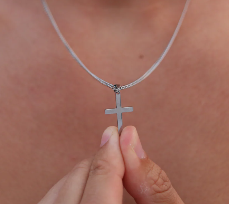 Zilveren Heren Ketting met Kruis Hanger - RVS Schakelketting