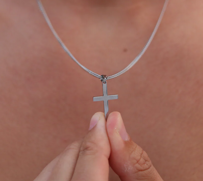 Zilveren Heren Ketting met Kruis Hanger - RVS Schakelketting