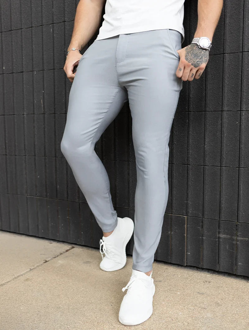 Felix Slim Fit Stretch Broek Heren - Lichtgrijs